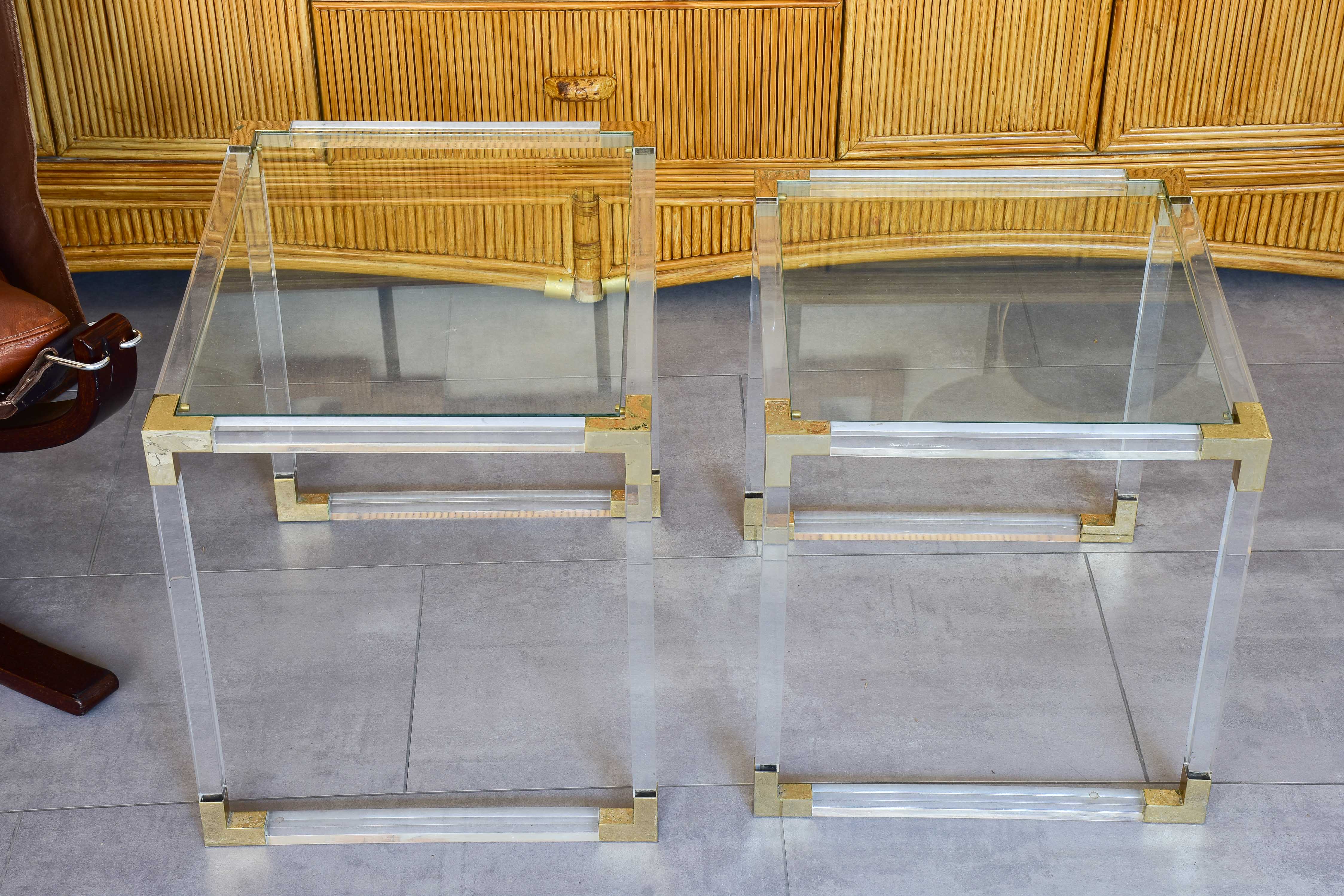 Two pairs of perspex nesting tables