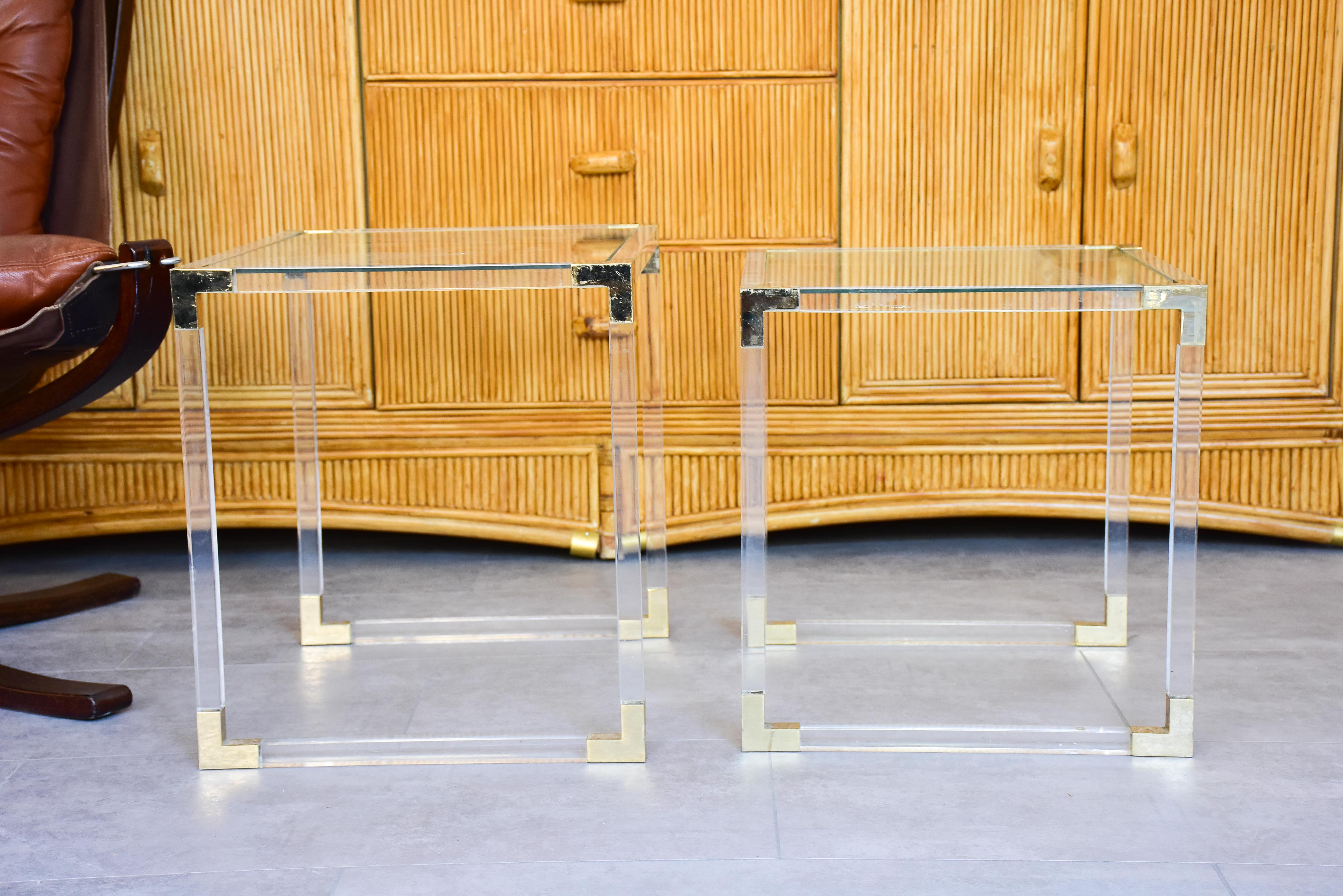 Two pairs of perspex nesting tables