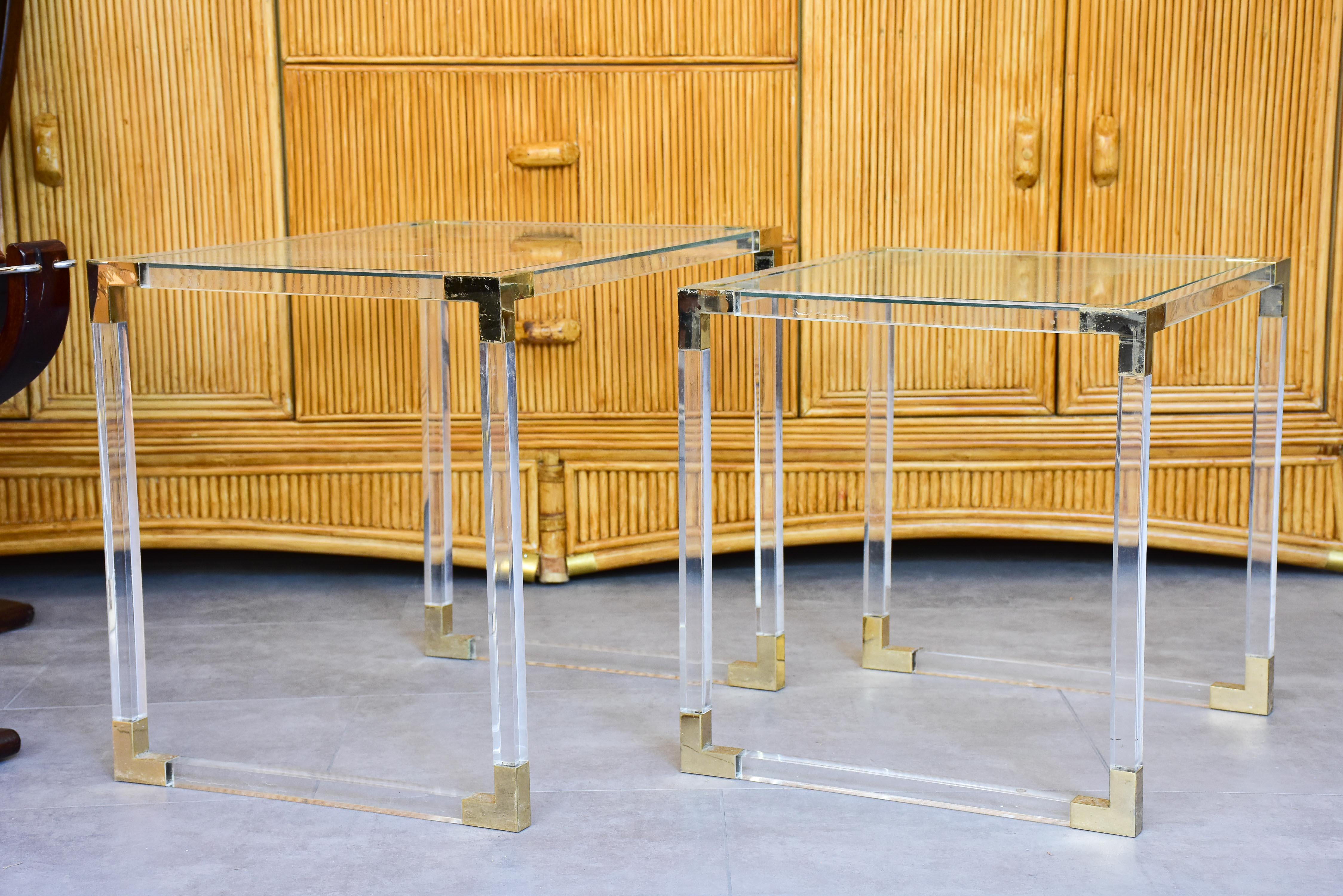 Two pairs of perspex nesting tables