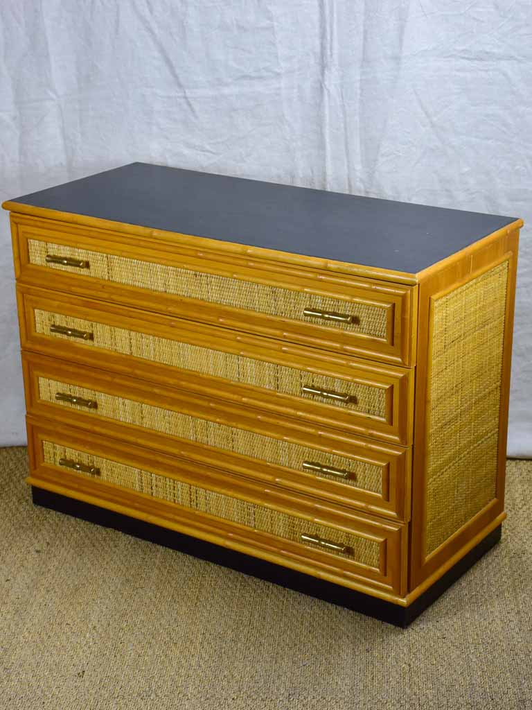 1970's Italian commode - four drawers - cane and bamboo style hardware 41¼"