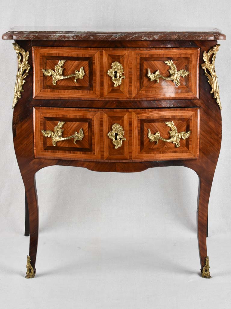 18th century 2 drawer commode with red marble