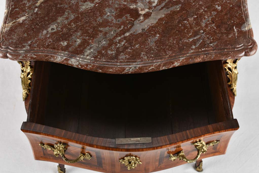 18th century 2 drawer commode with red marble