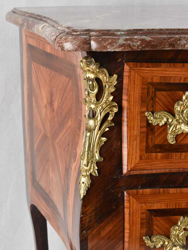 18th century 2 drawer commode with red marble