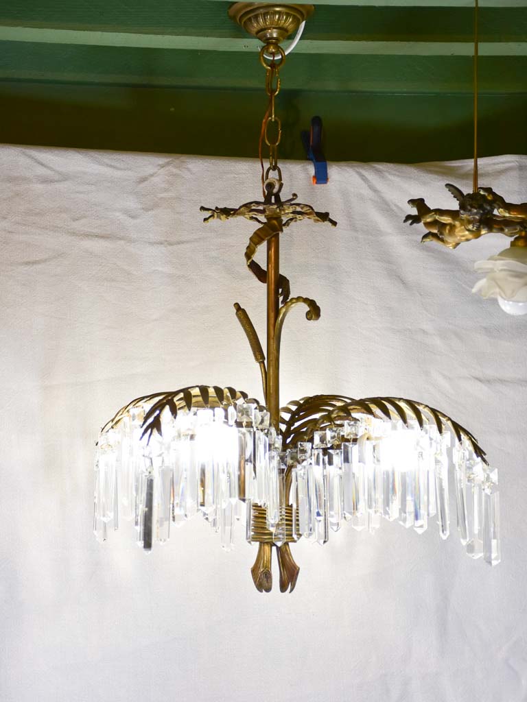 1930s palm chandelier 22" diameter