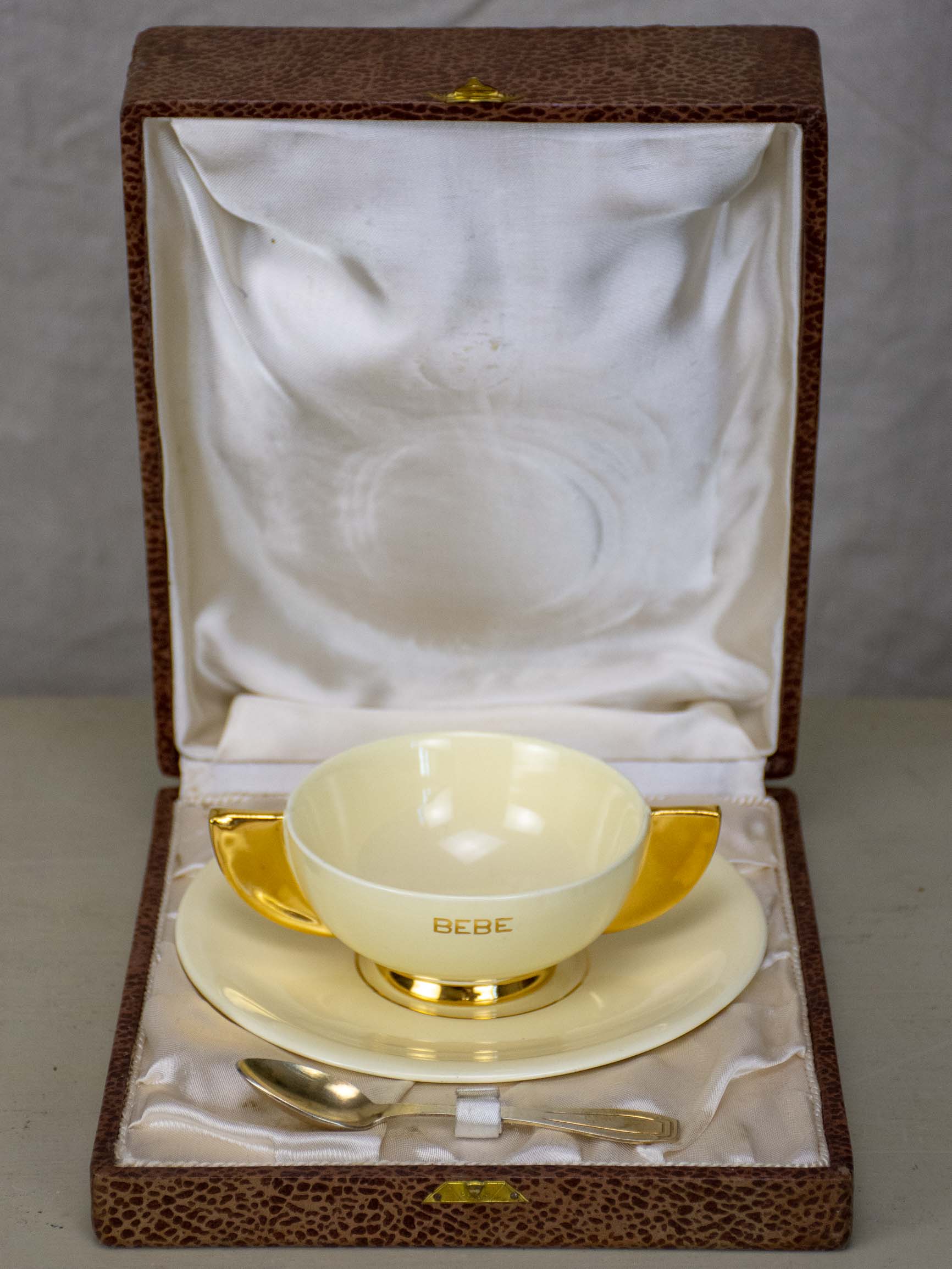 Robj Paris 'Bebe' cup, saucer and spoon in original box