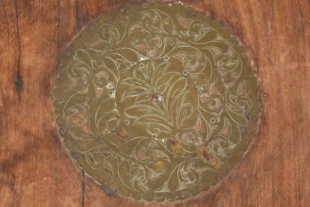 Brass Accented Antique Indonesian Table