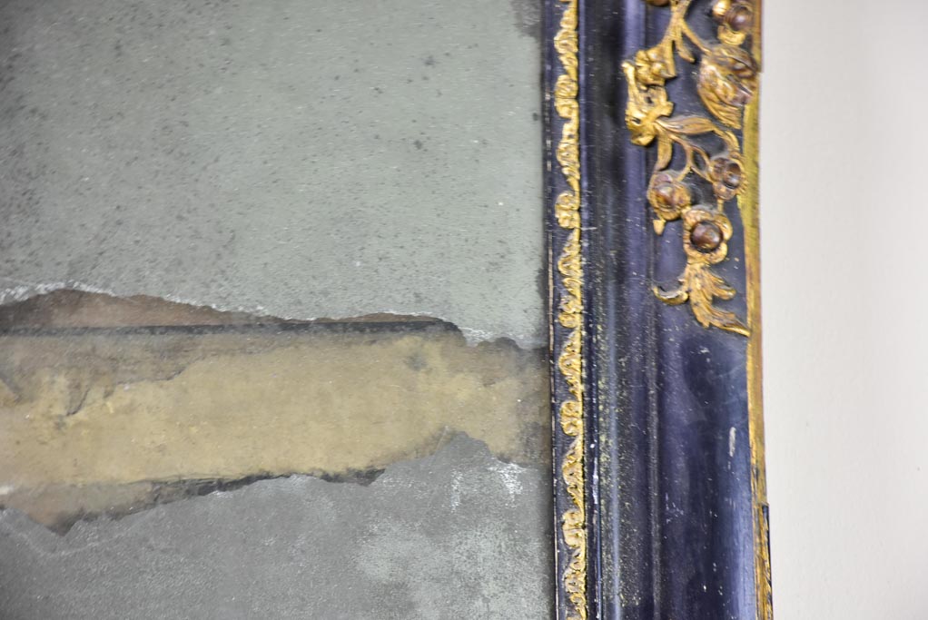 19th-century French mirror with black and gold frame 25½" x 30¾"