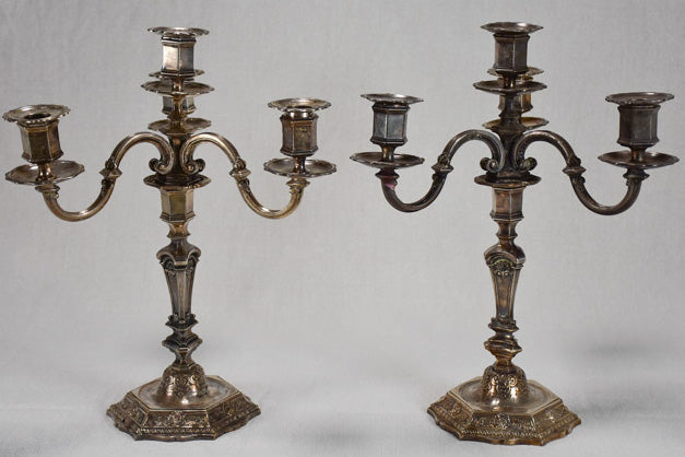 Pair of antique French candlesticks with four branches 15"