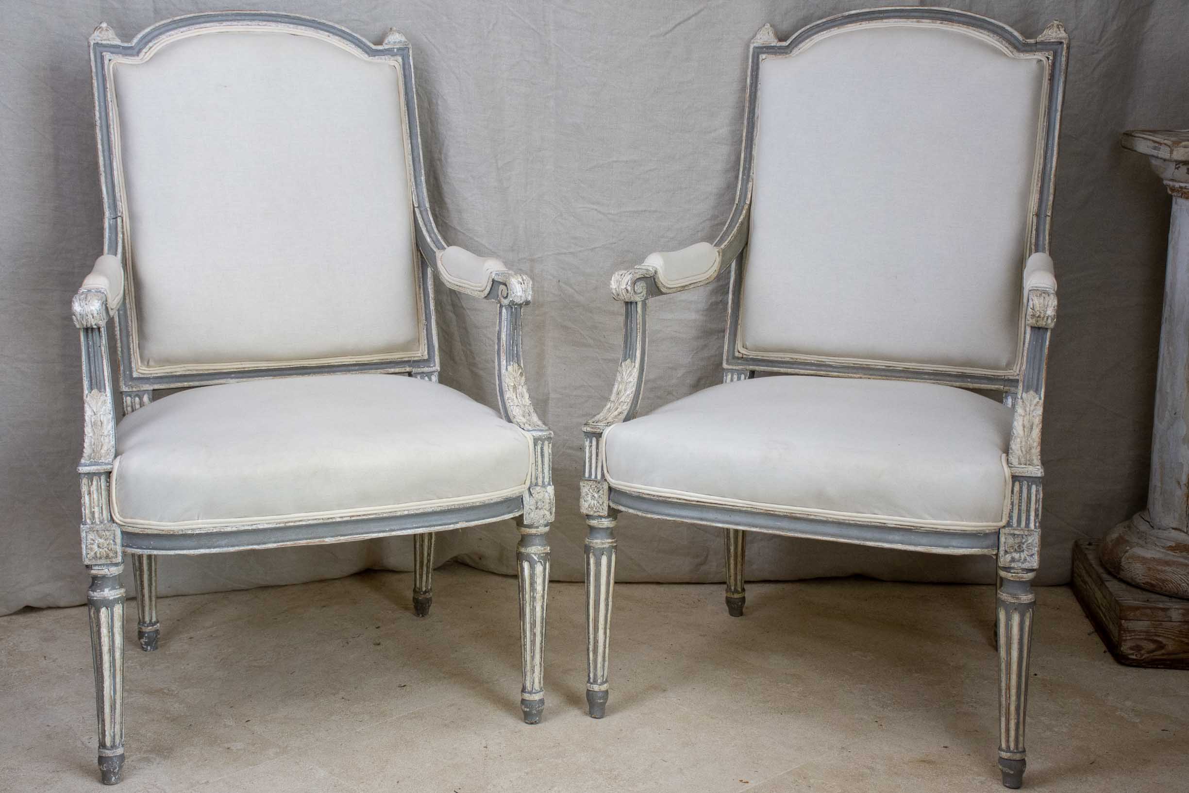 Pair of antique French Louis XVI armchairs