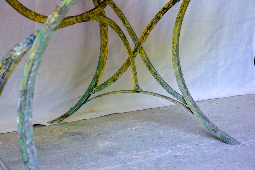 Late 19th Century marble top table with riveted iron base 47¼" x 31½"