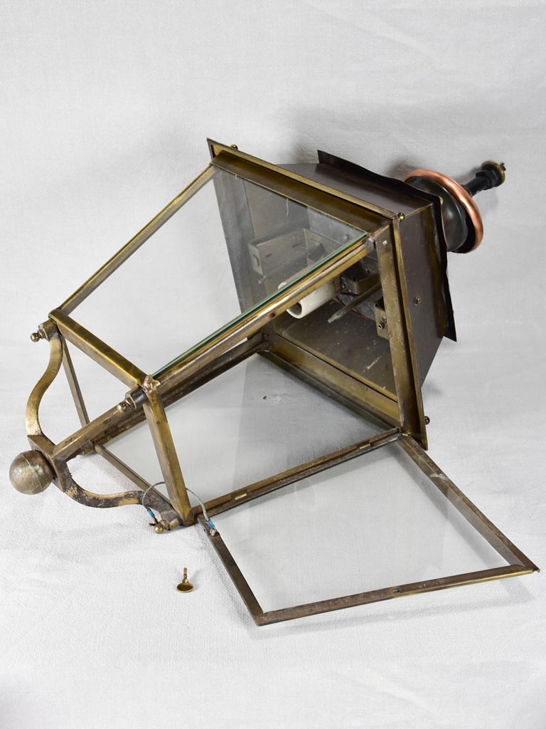 Early-20th-century French lantern - brass and copper - 34¾"