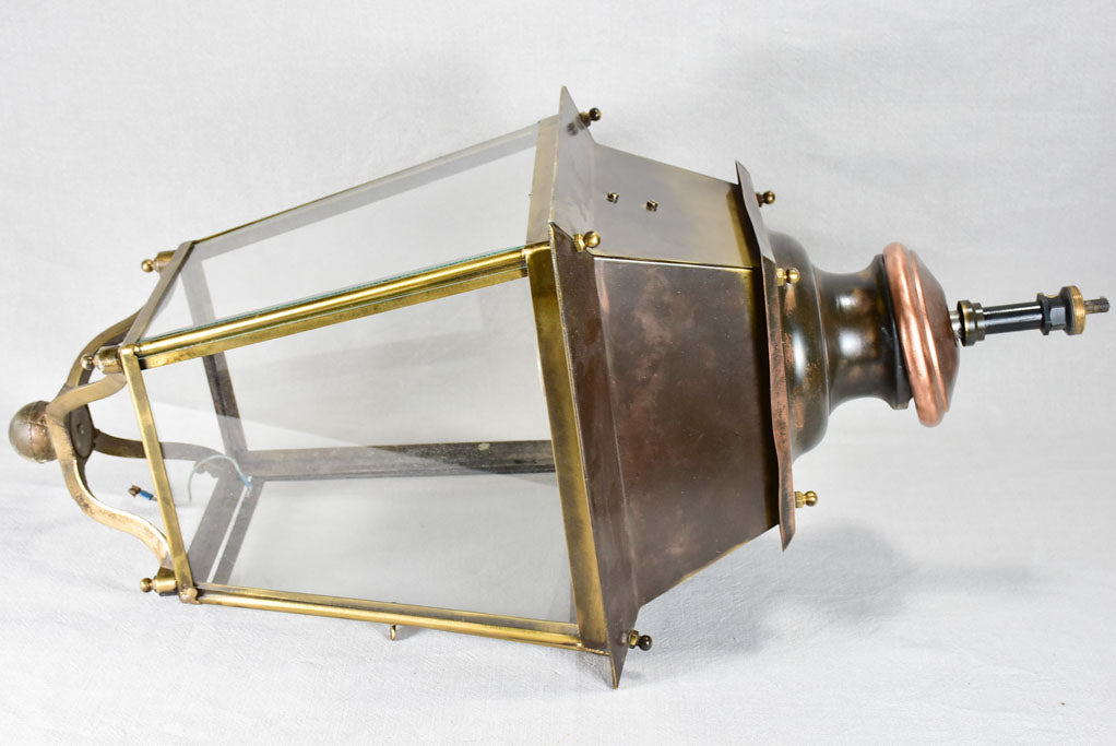 Early-20th-century French lantern - brass and copper - 34¾"