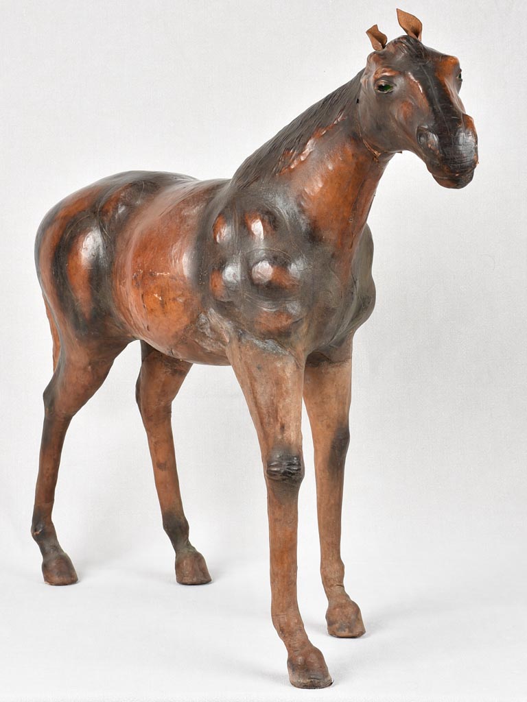 Mid-century Leather-Covered Horse Sculpture