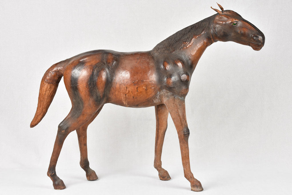 Classic Mid-century Horse Sculpture in Leather