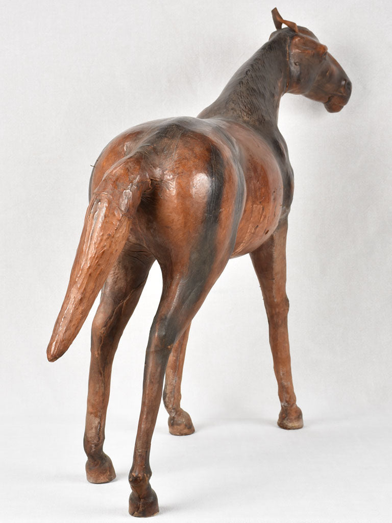 Leather-Clad Horse Statuette from Mid-Century