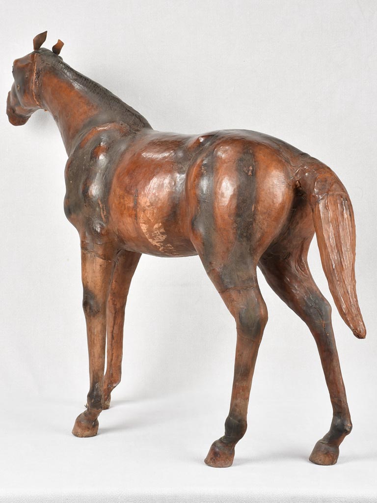 Aged Timber and Leather Horse Ornament