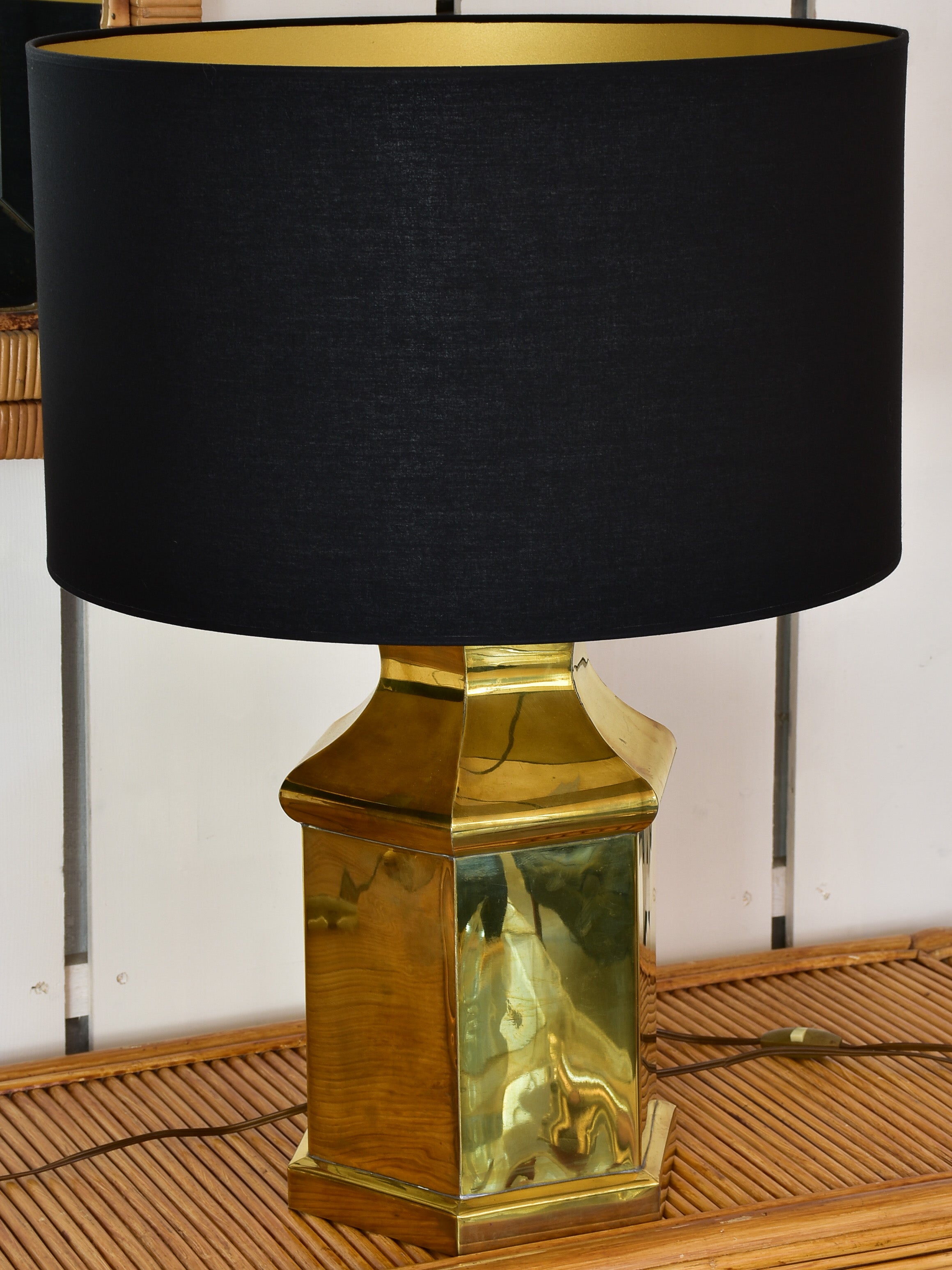 Pair of vintage French table lamps - gold and black