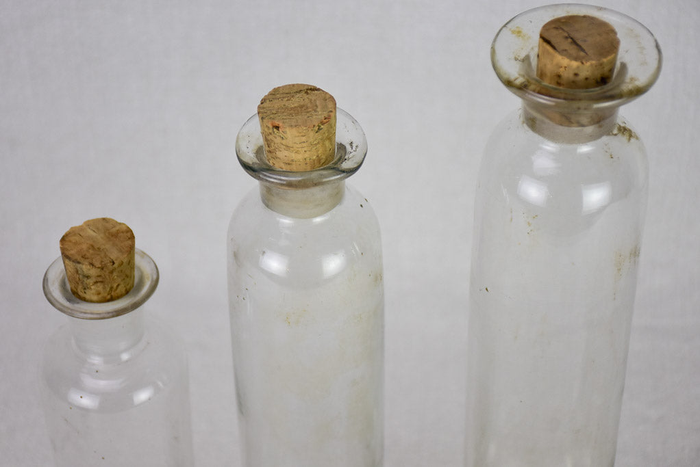 Three blown glass flasks from a pharmacy - 19th century