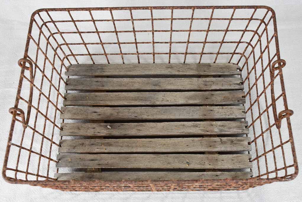 Collection of three shallow antique French oyster baskets