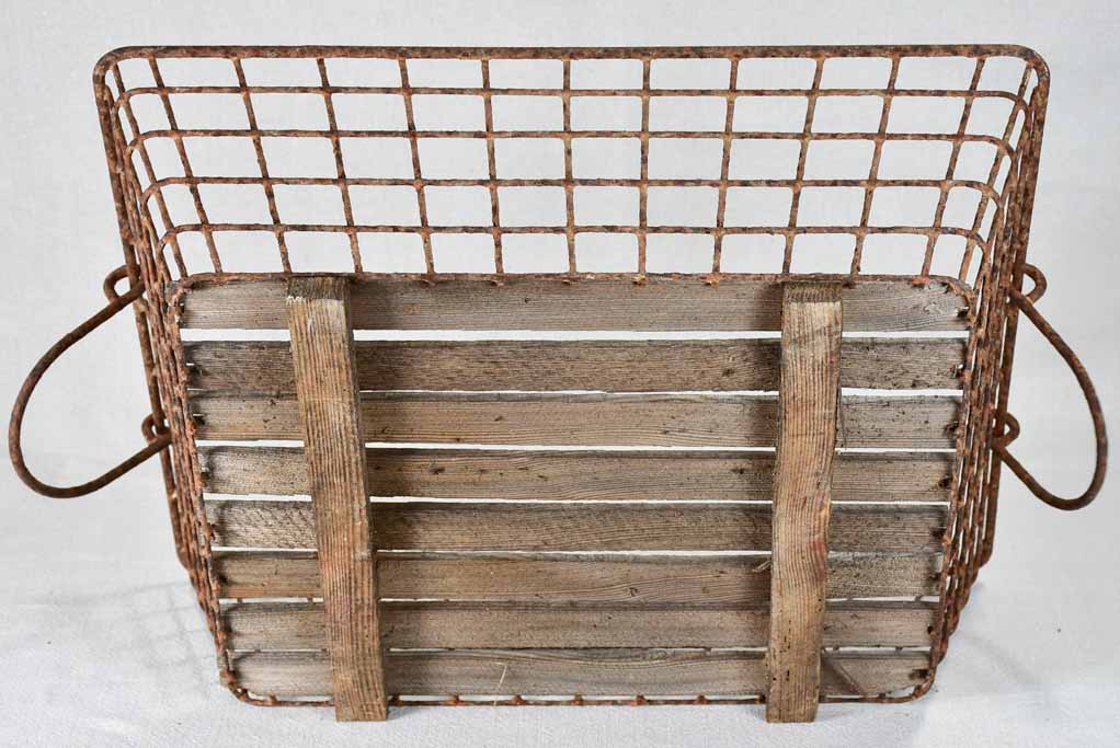 Collection of three shallow antique French oyster baskets