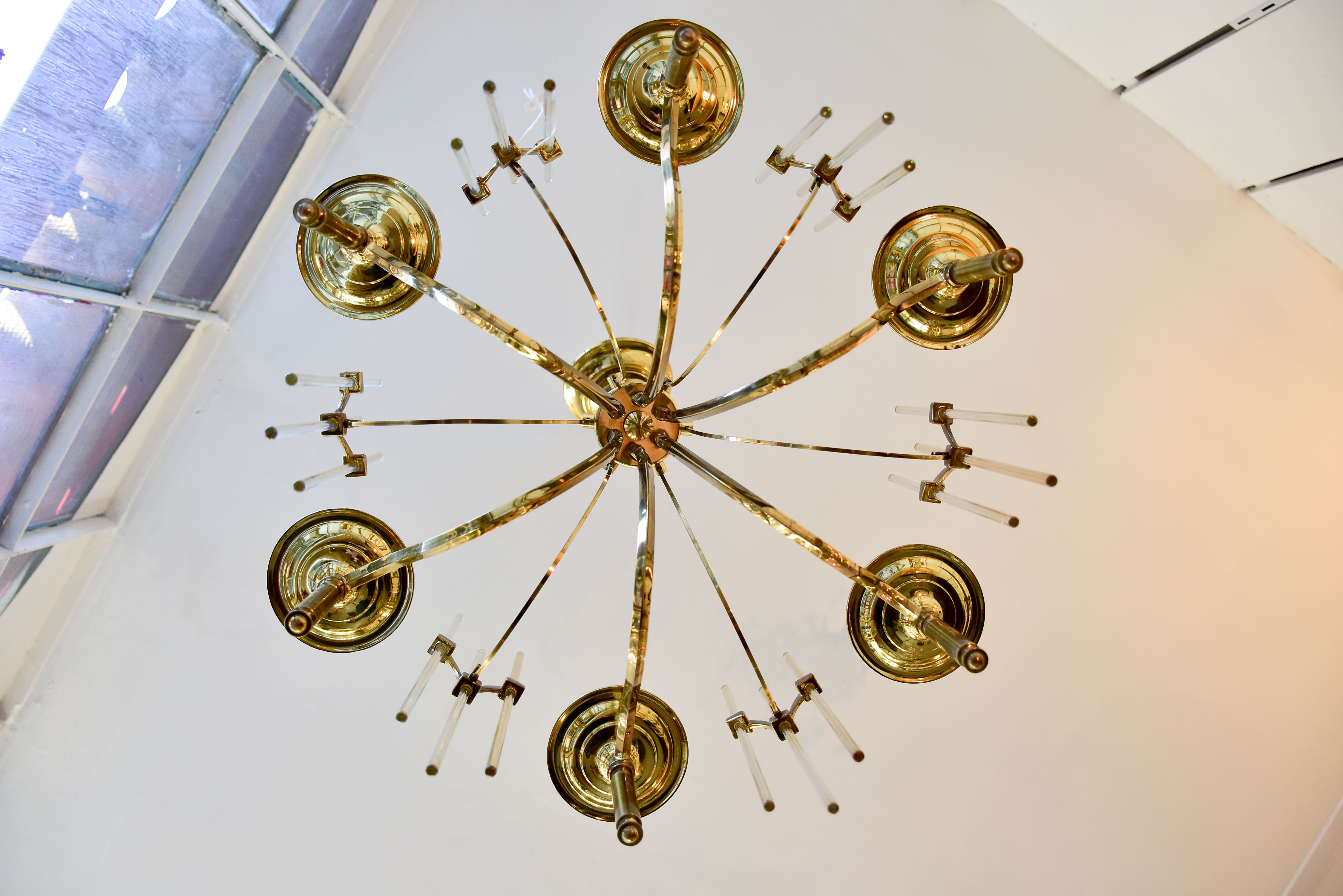 Vintage Italian Sciolari six arm chandelier