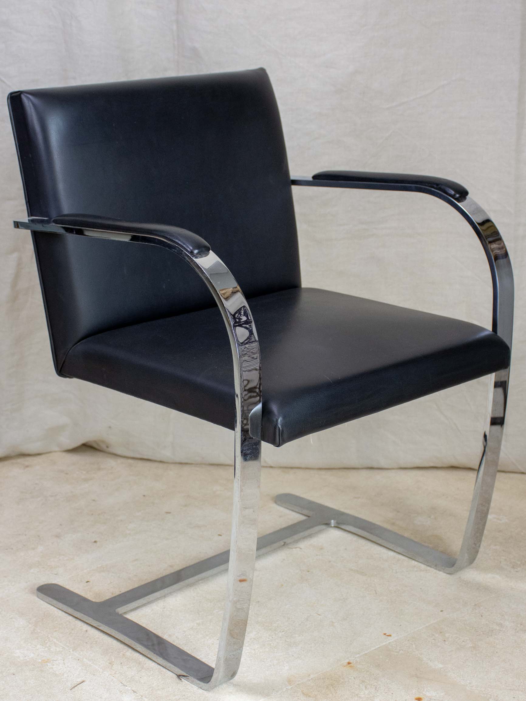 Vintage Knoll Black Leather Armchairs