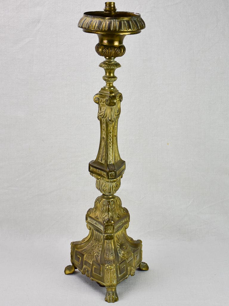 19th Century French altar candlestick lamp base 27¼"