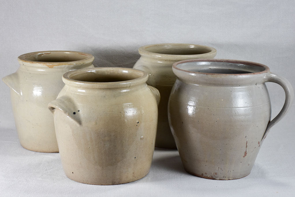 Early-twentieth-century French ceramic pitcher with beige glaze