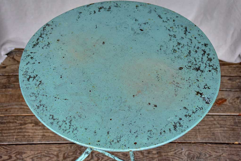 Early 20th Century French garden table with aqua blue patina