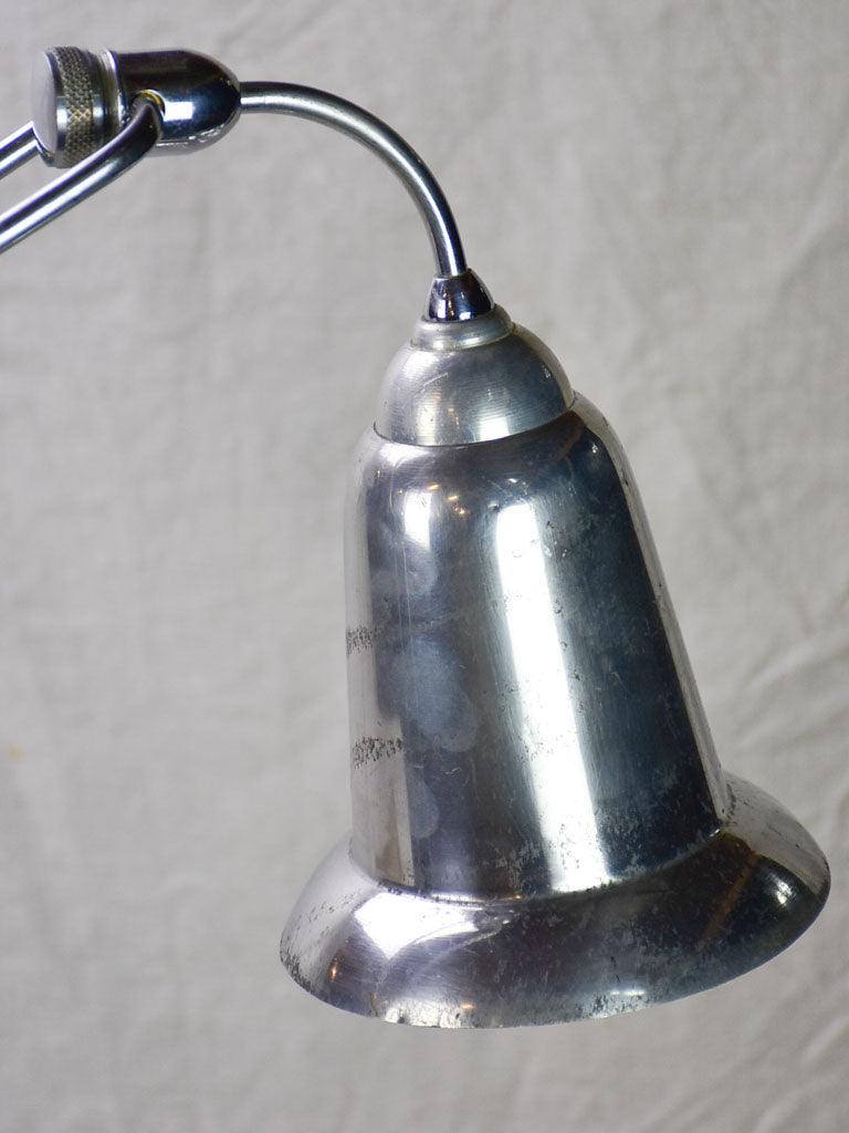 Rare JUMO  articulated clamp lamp from 1945-50 with bell-shaped shade