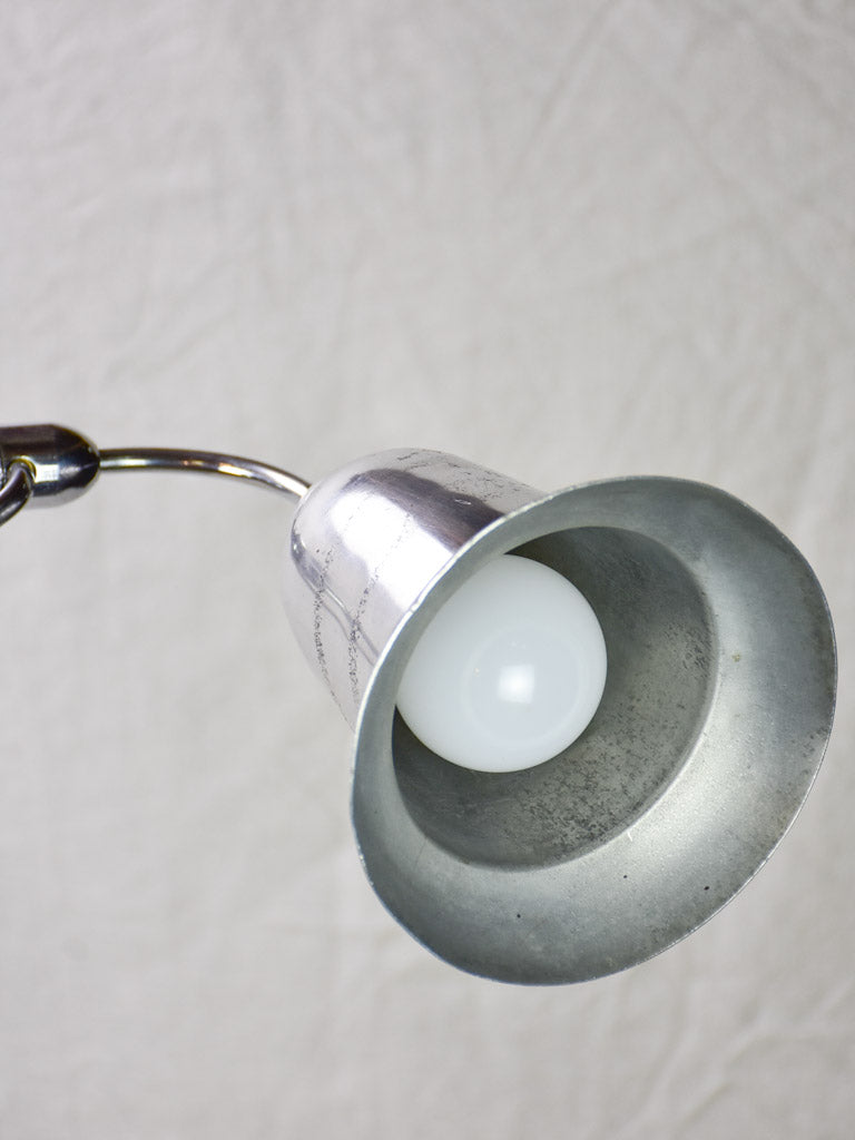 Rare JUMO  articulated clamp lamp from 1945-50 with bell-shaped shade