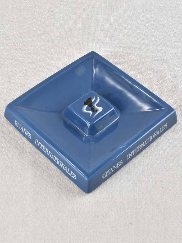 Retro Style Blue Ceramic Ashtray