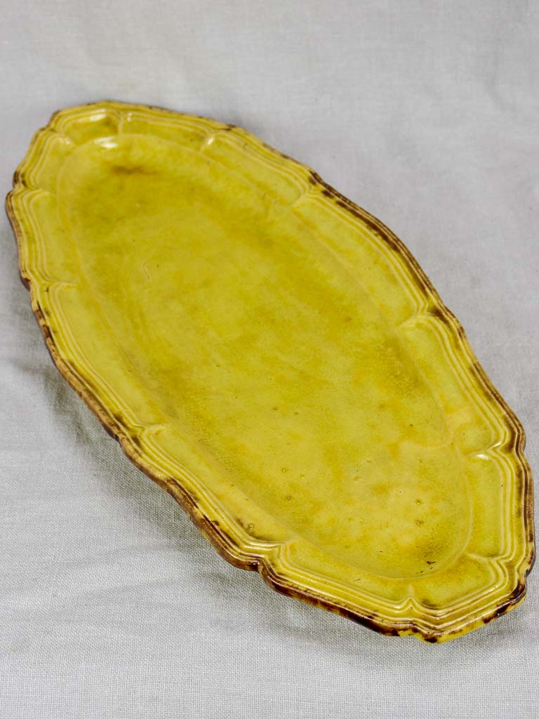 Very large 19th Century French platter with yellow glaze 22¾"