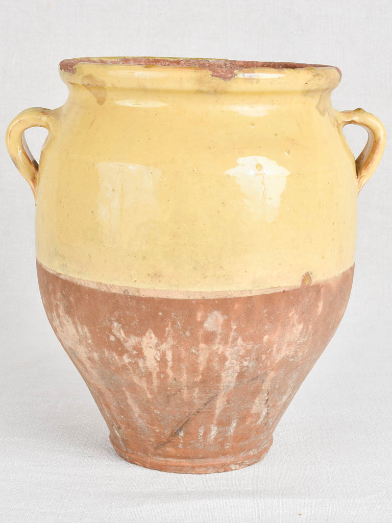 Very large confit pot with pale yellow glaze 12¼"