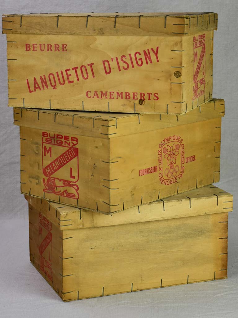 Vintage French Camembert cheese packaging boxes