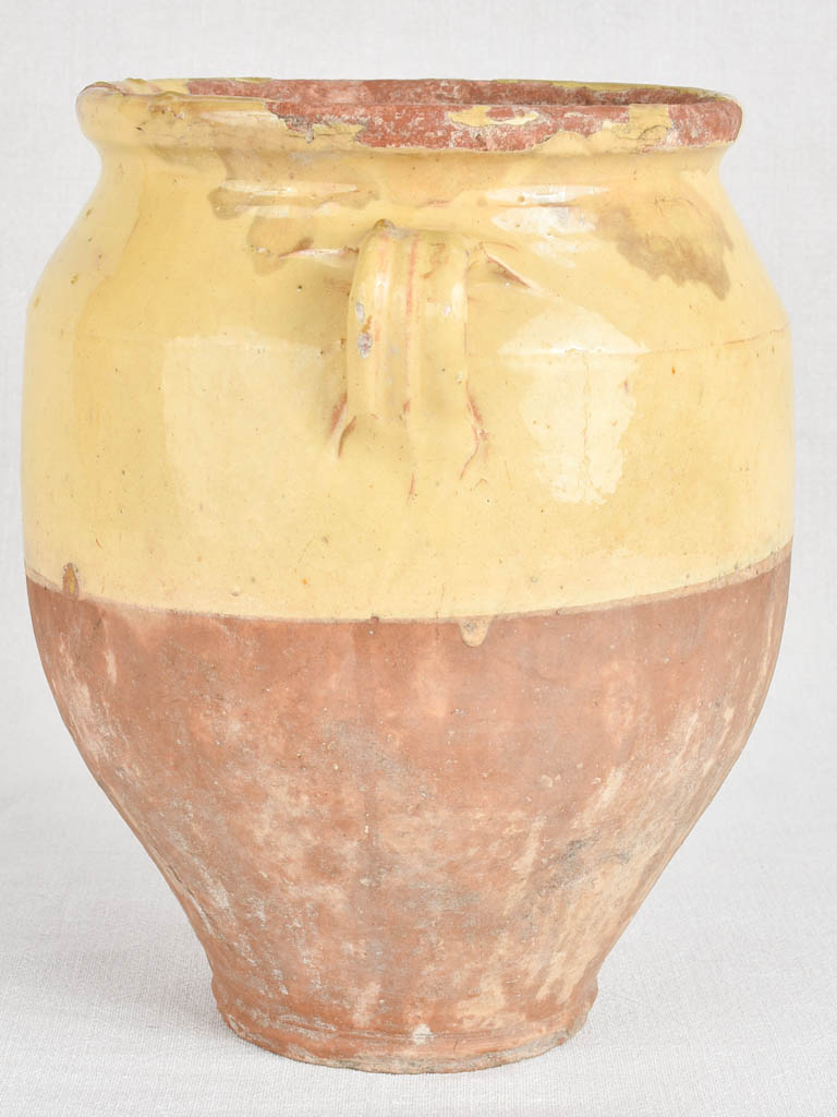 Very large confit pot with pale yellow glaze 12¼"