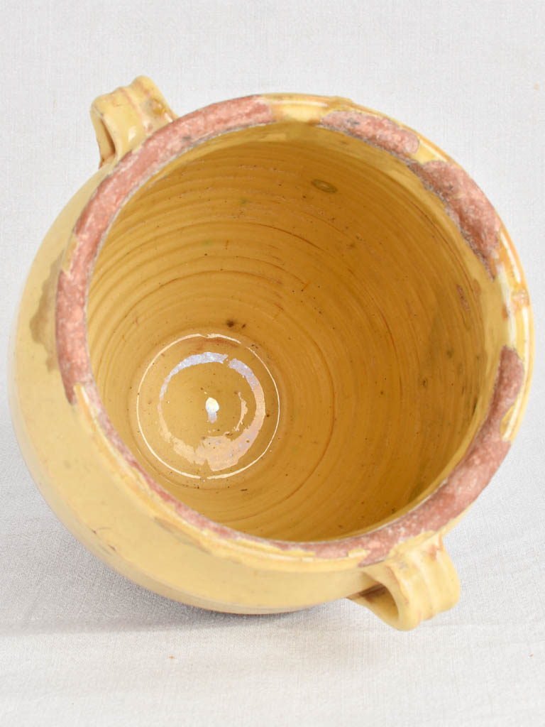 Very large confit pot with pale yellow glaze 12¼"