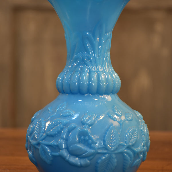 Antique French blue opaline vase - sky blue milk glass – Chez Pluie