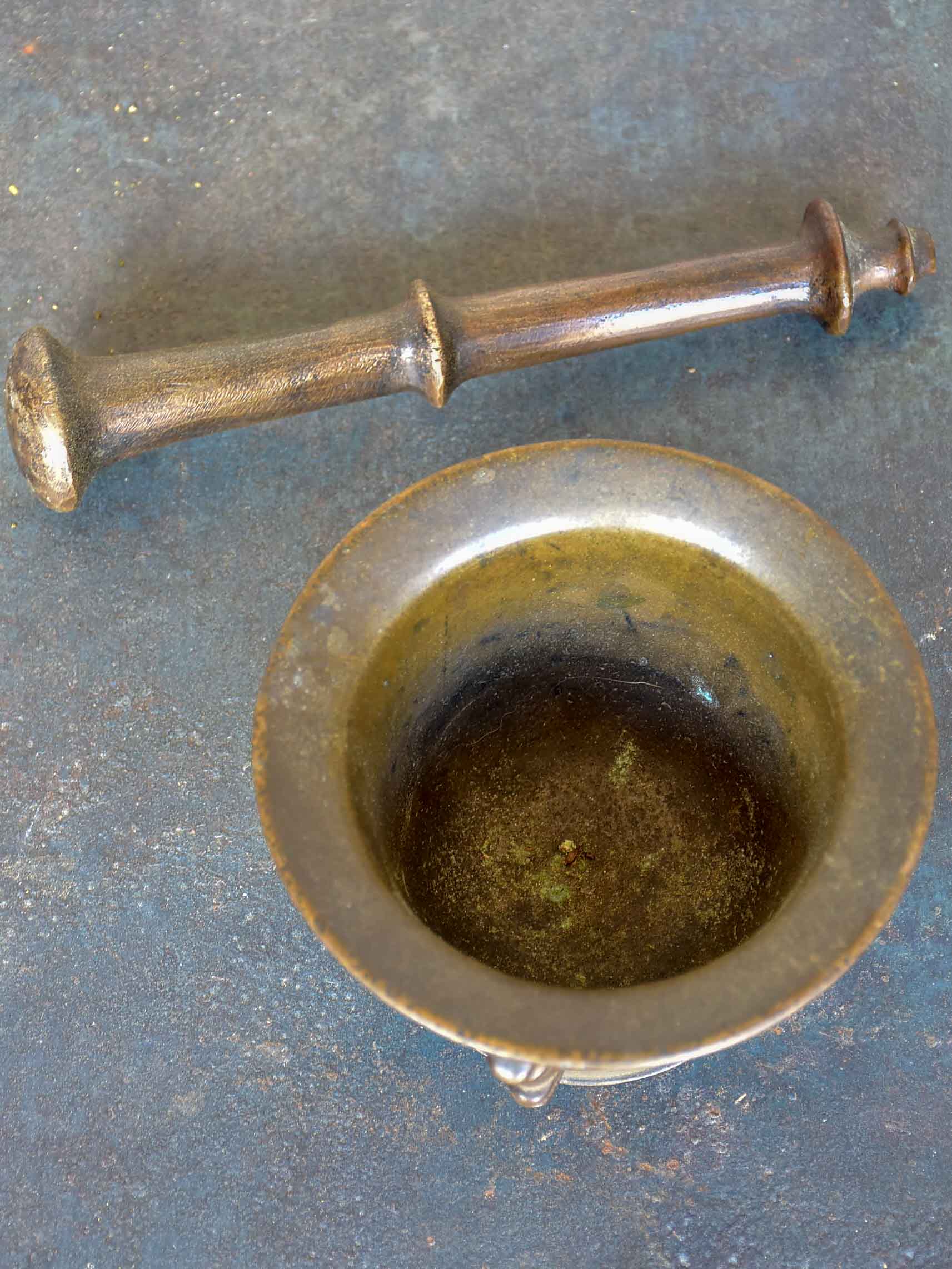 Antique French bronze mortar and pestle