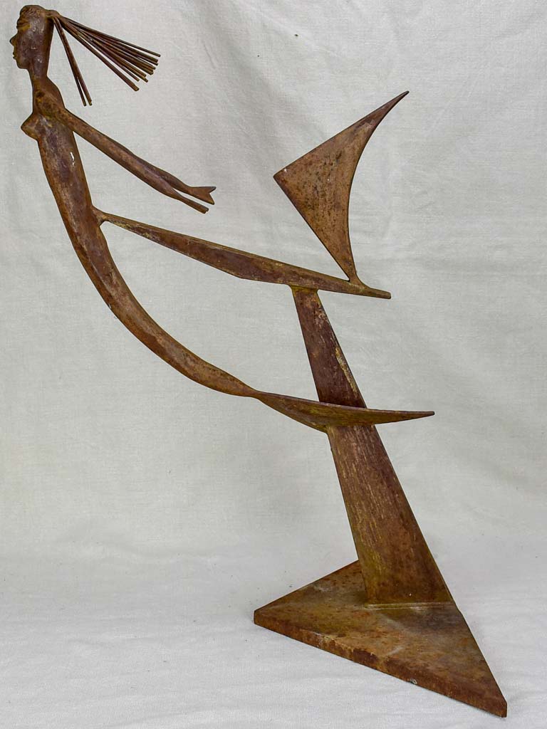 Mid century iron sculpture of a mermaid 25½"