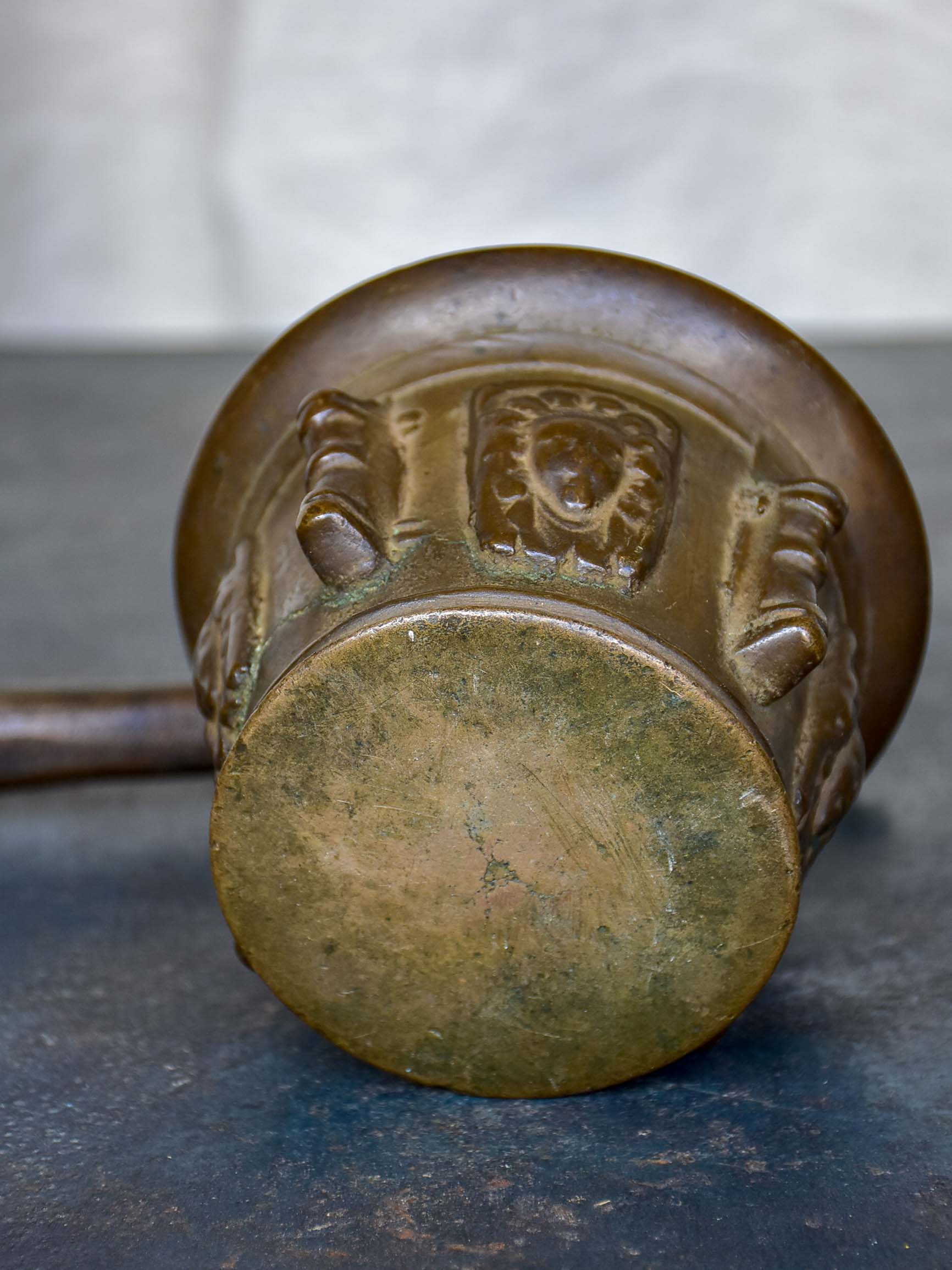 Antique French bronze mortar and pestle