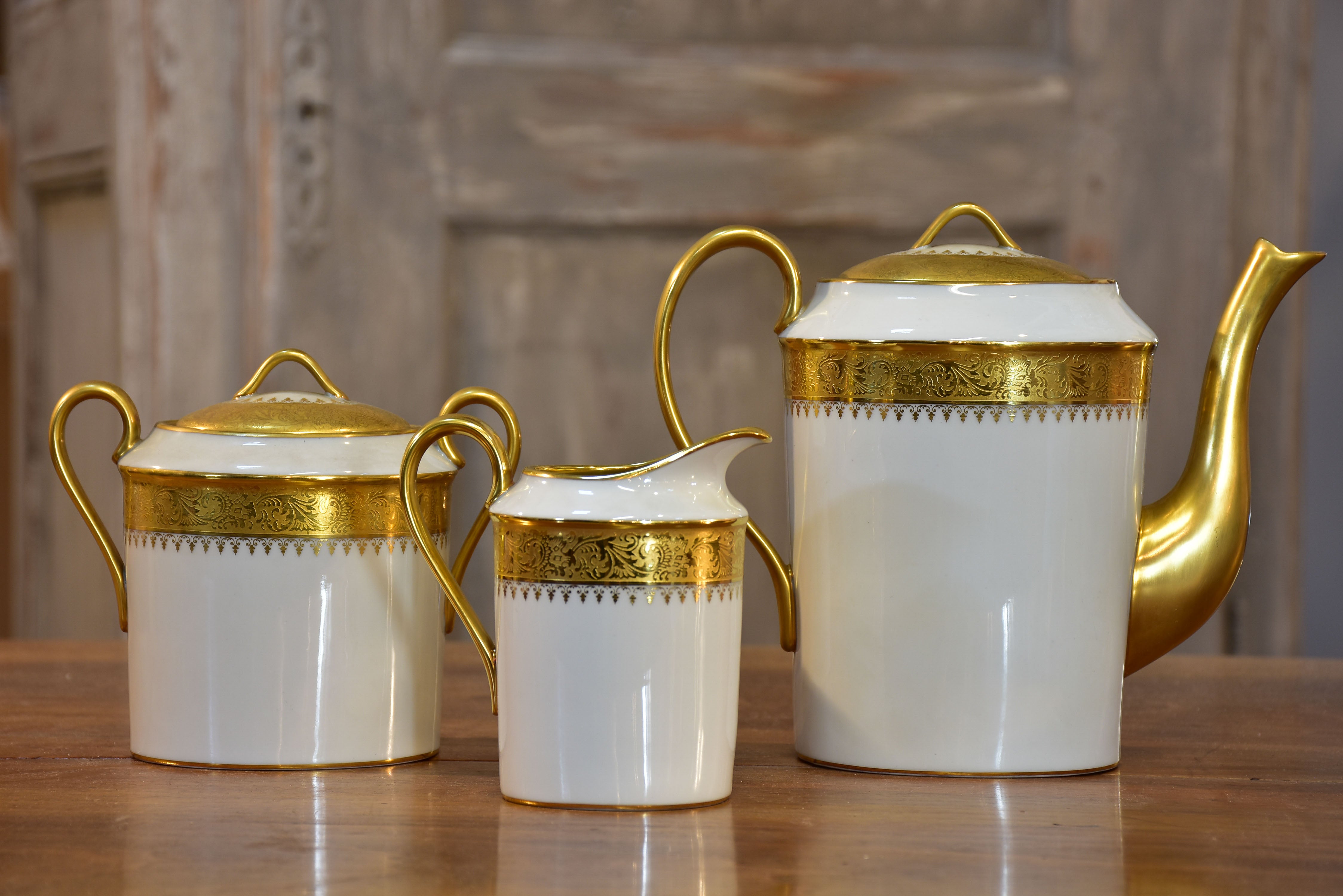 Vintage Limoges tea set - white and gold