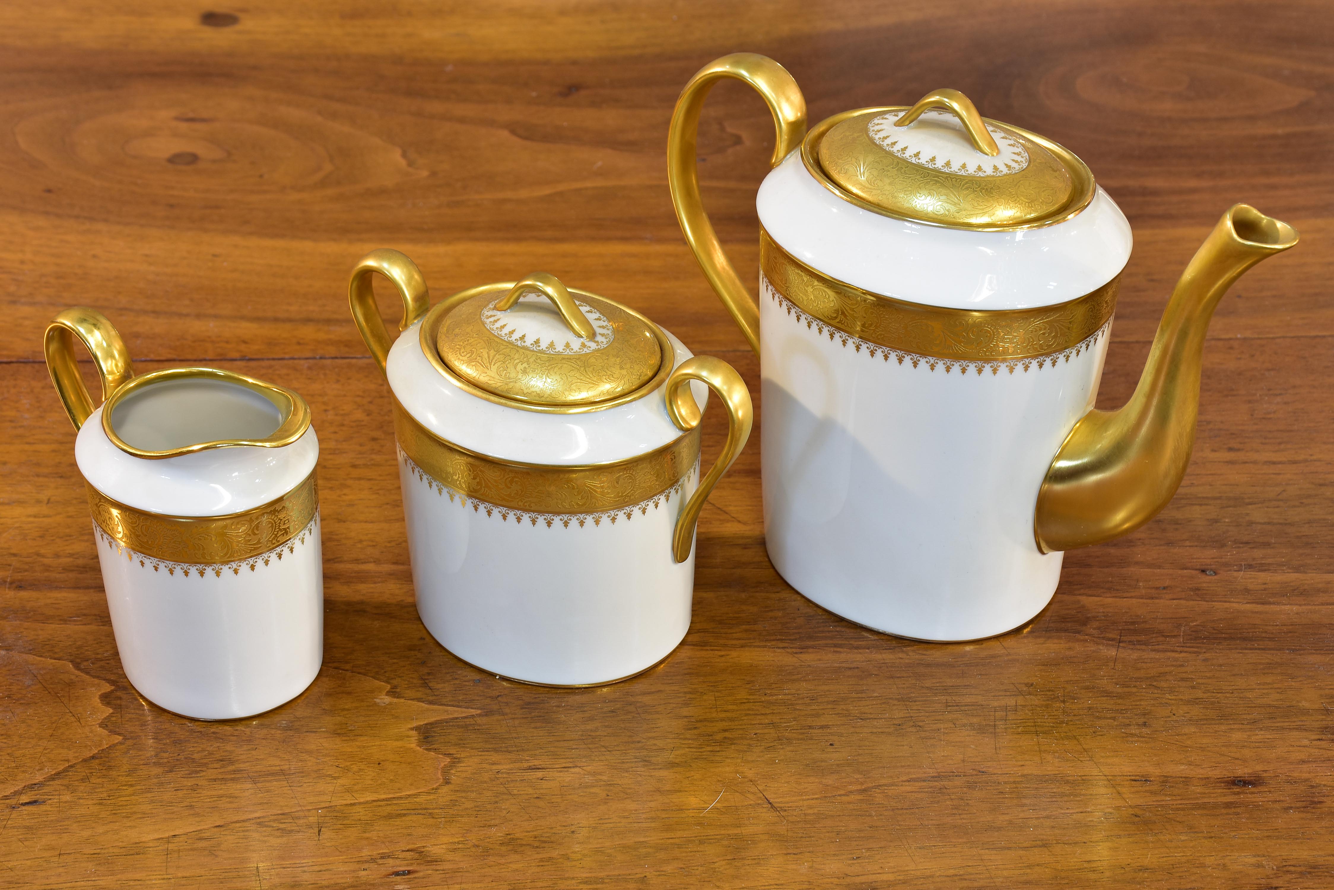 Vintage Limoges tea set - white and gold