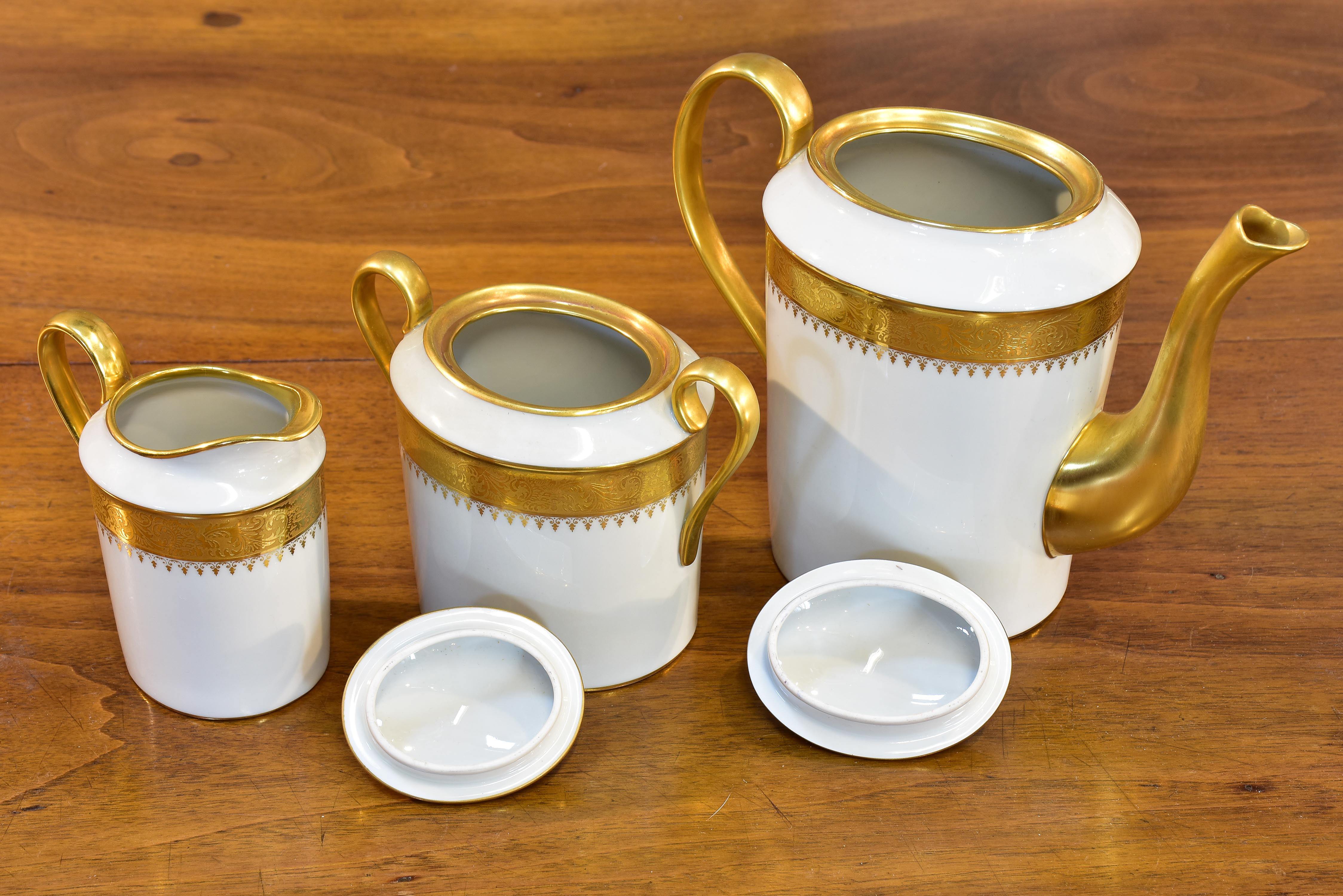 Vintage Limoges tea set - white and gold