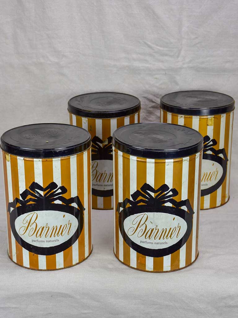 Set of four mid-century Barnier lolly tins 11"