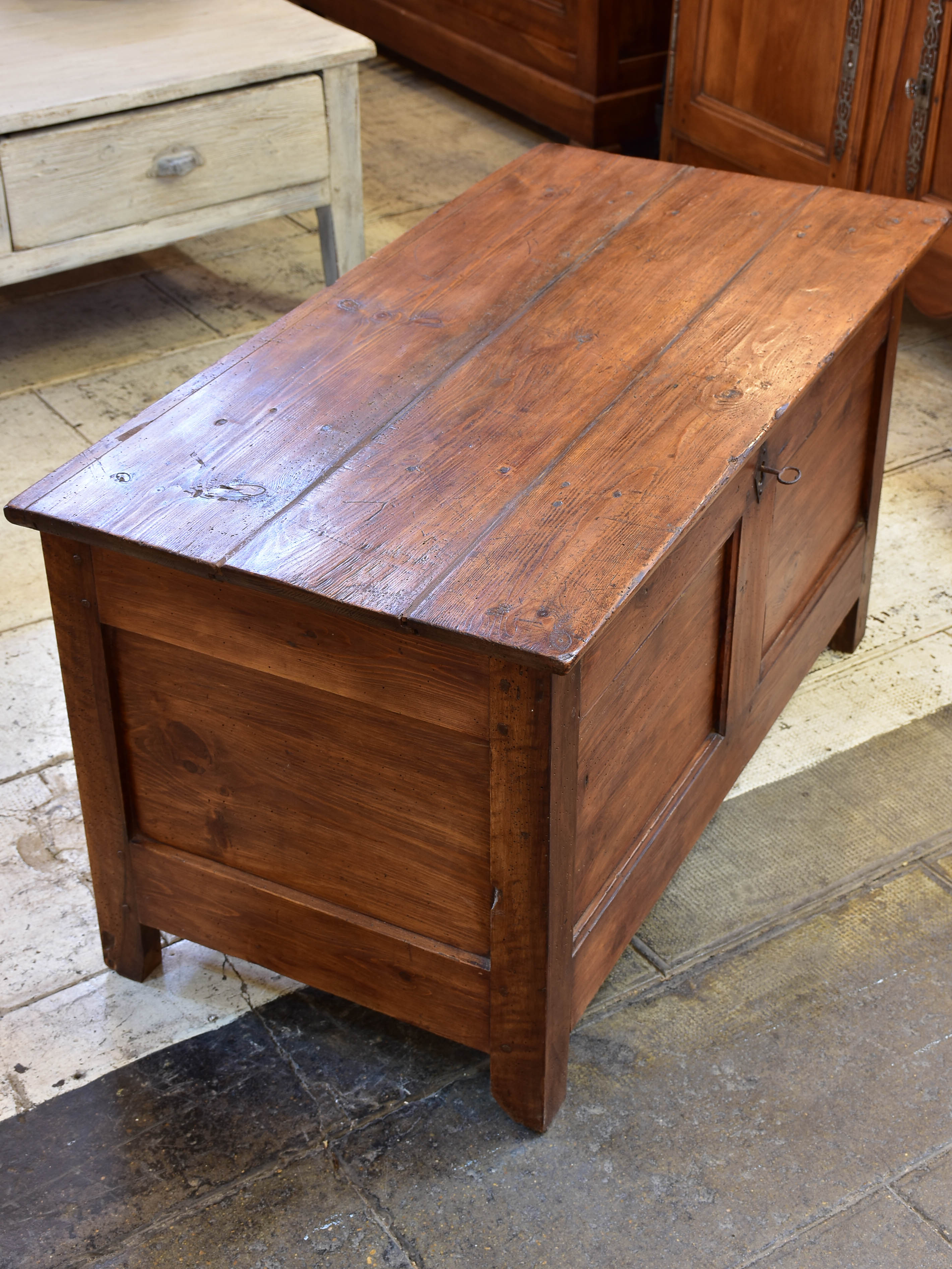 Antique French linen trunk