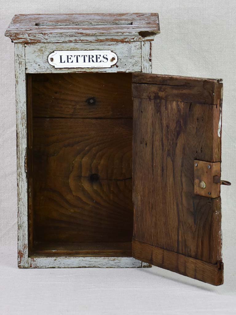 Early 20th Century French letter box with blue / gray patina