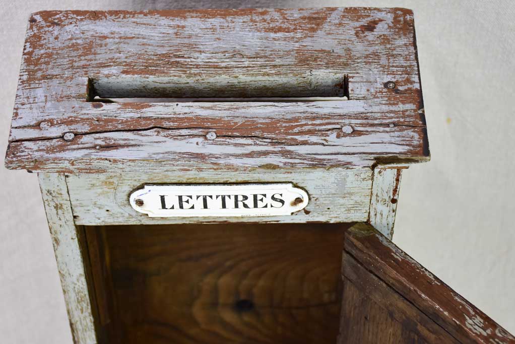 Early 20th Century French letter box with blue / gray patina