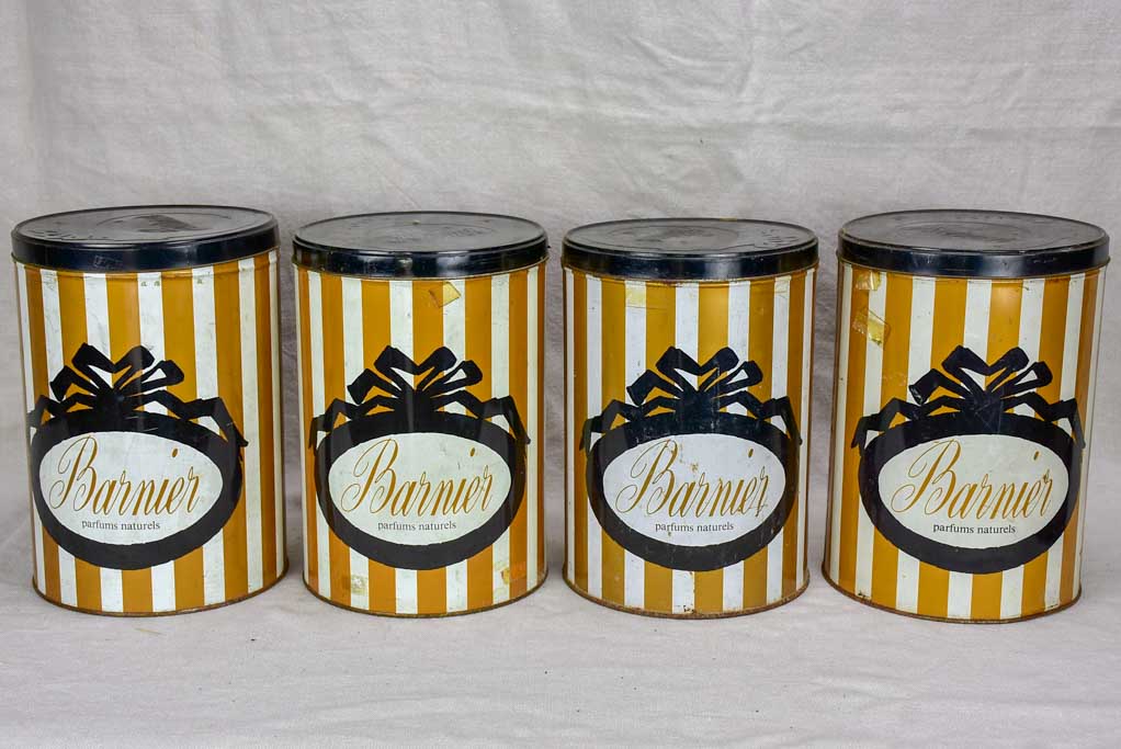 Set of four mid-century Barnier lolly tins 11"