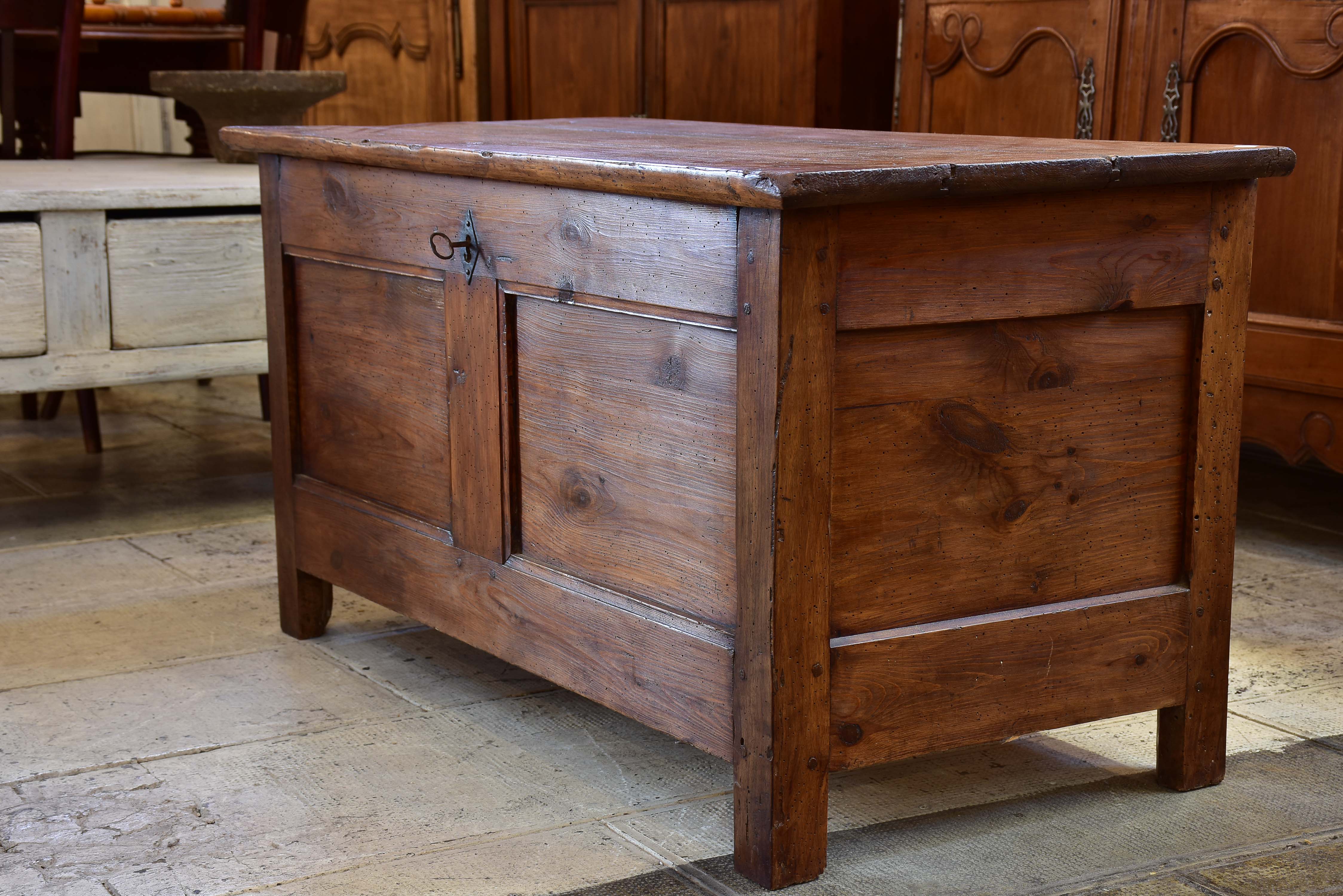 Antique French linen trunk